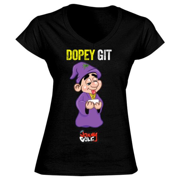 Dopey Git Design - GD78 Softstyle® Ladies' V-Neck T-Shirt Thumbnail