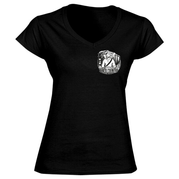 Pure Black Country Pocket Design - GD78 Softstyle® Ladies' V-Neck T-Shirt Thumbnail